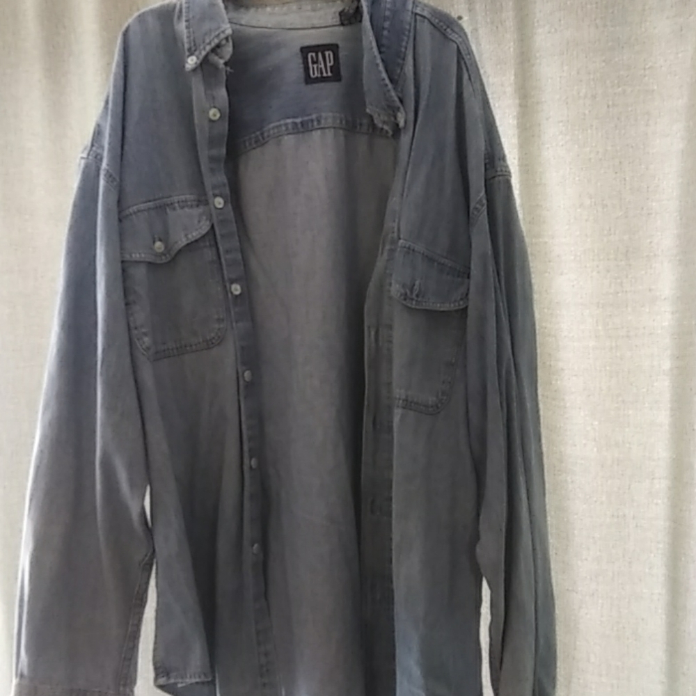 Men's long sleeve button down Jean shirt